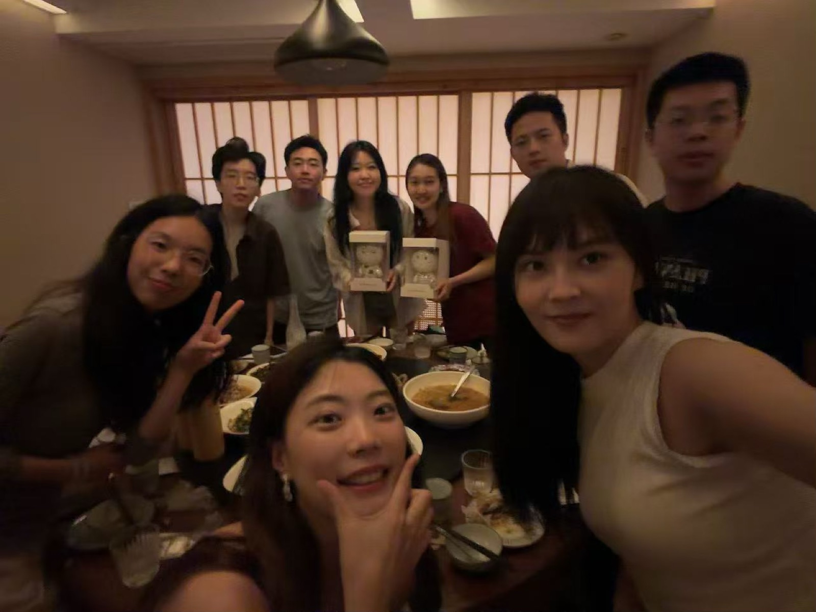 Cherry with the team at a team dinner
